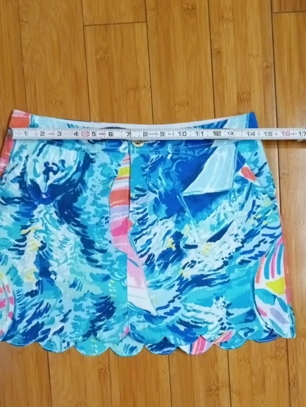 Lilly Pulitzer Turquoise Blue Wave-Sailboat Print Mini Skort Sz 0